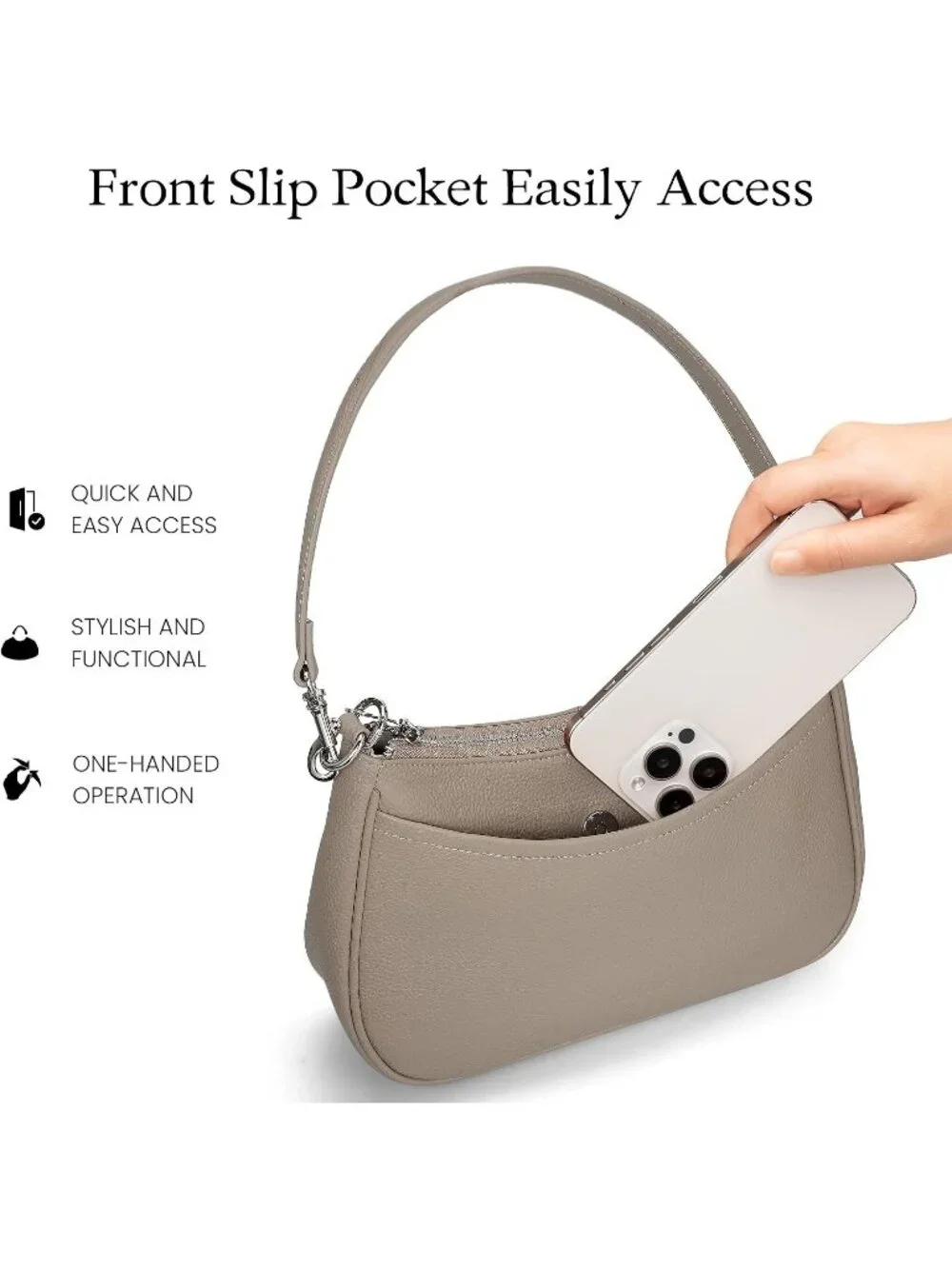 Women's Taupe Grey Genuine Leather Anti Theft Trendy Purse with RFID Handbags